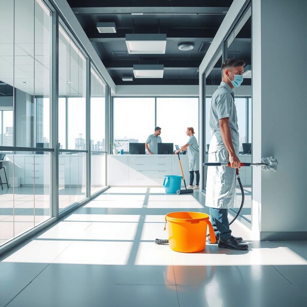 Commercial cleaning service - cleaning modern office space