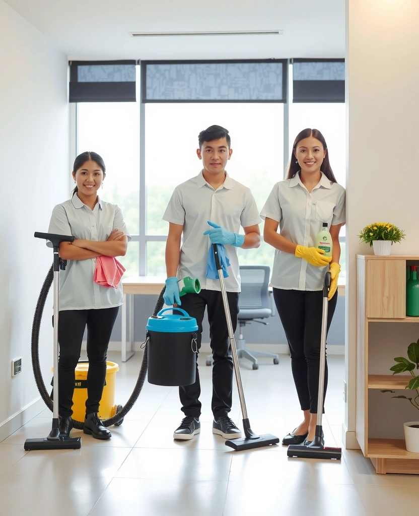 Professional cleaning team with equipment in Baguio City